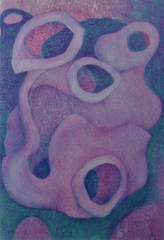 sculptural study cumulus, chalk pastel, coloured pencil, acrylic medium on paper, A3, $350