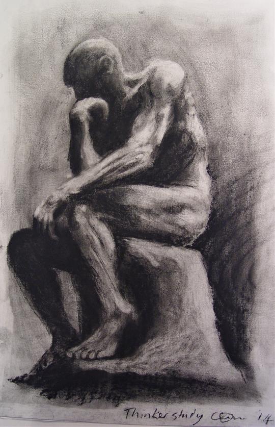 Thinker study, charcoal on paper, A2, $400 