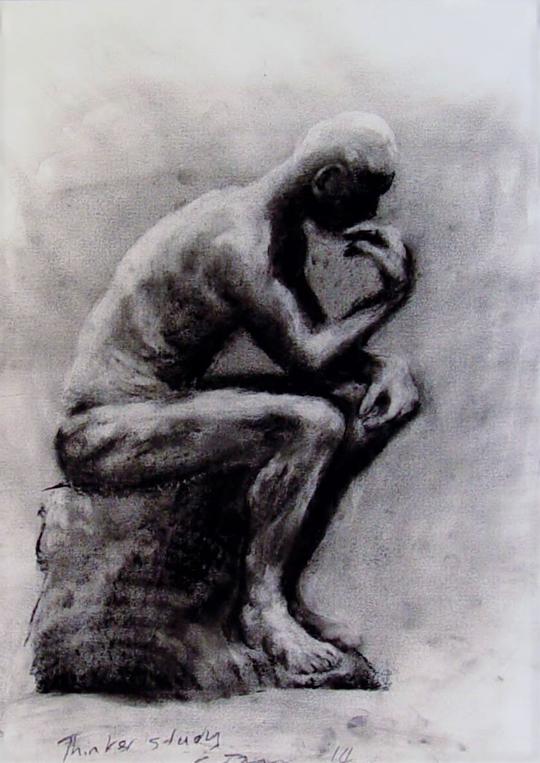 Thinker study, charcoal on paper, A2, $400 